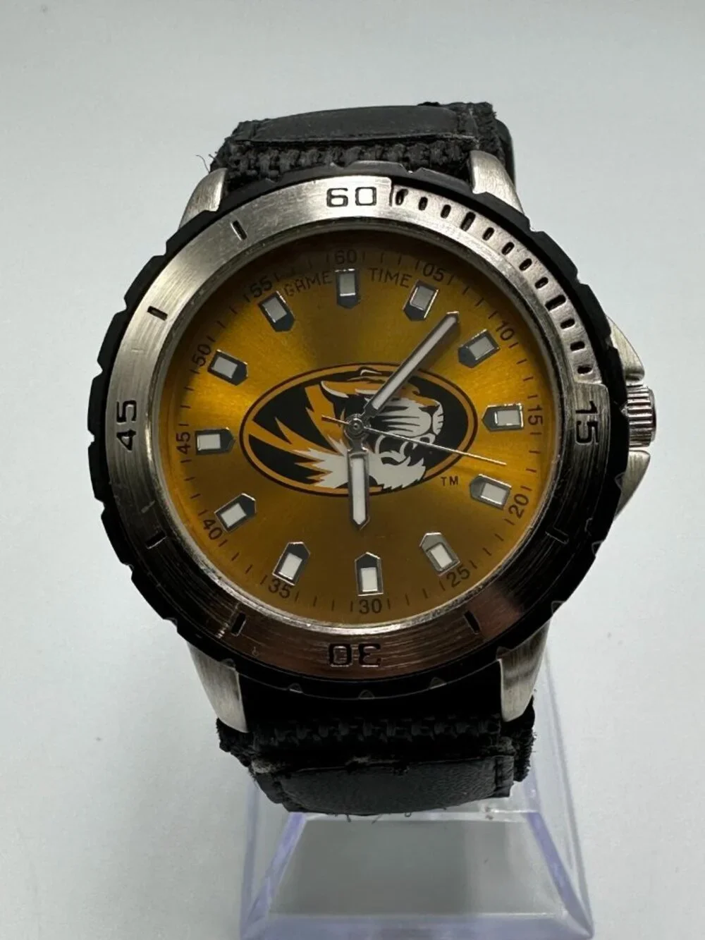 Game Time Missouri Tigers Watch Mens 41mm Case Black  Nylon Band New Battery